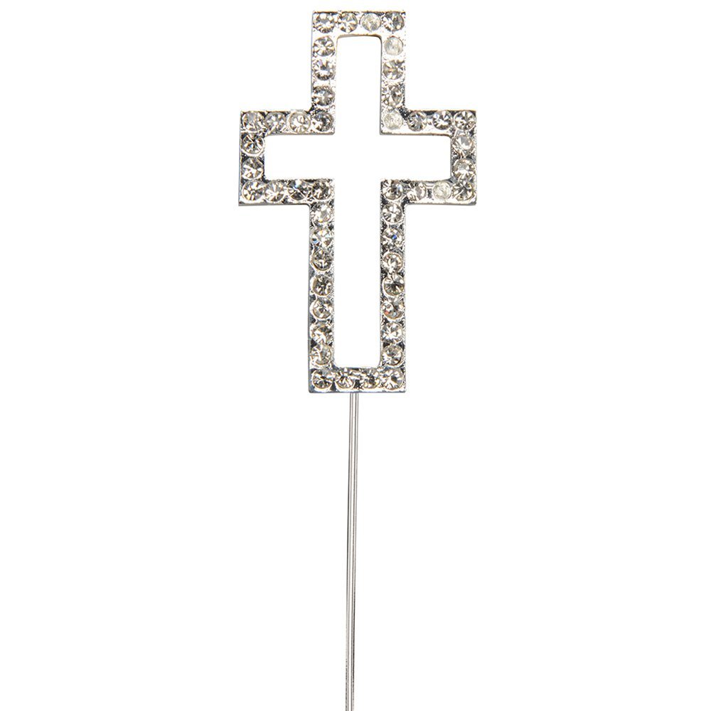 Patisserie Valerie's handmade Diamante Cross On Stem Silver Cake Topper cake delivery