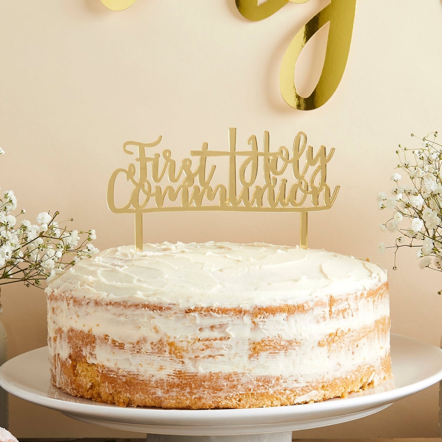 Patisserie Valerie's handmade Gold 'First Holy Communion' Acrylic Cake Topper cake delivery