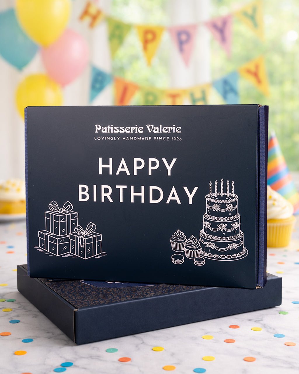 Patisserie Valerie's handmade Happy Birthday Luxury Brownies Gift Box cake delivery