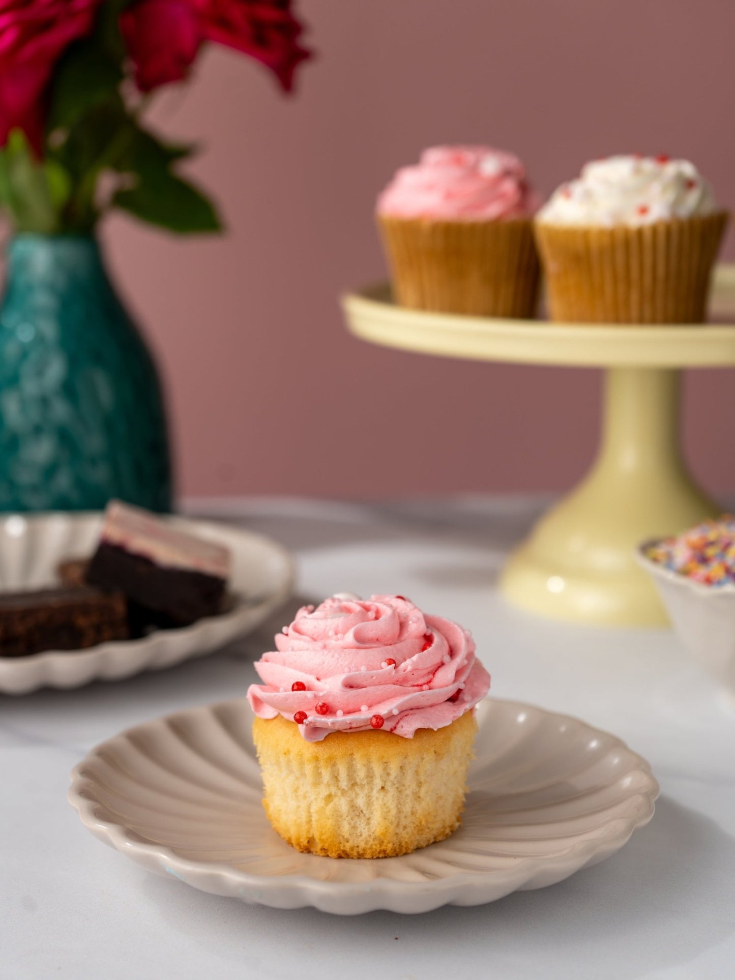 Patisserie Valerie's handmade Pretty In Pink Cupcake Collection cake delivery