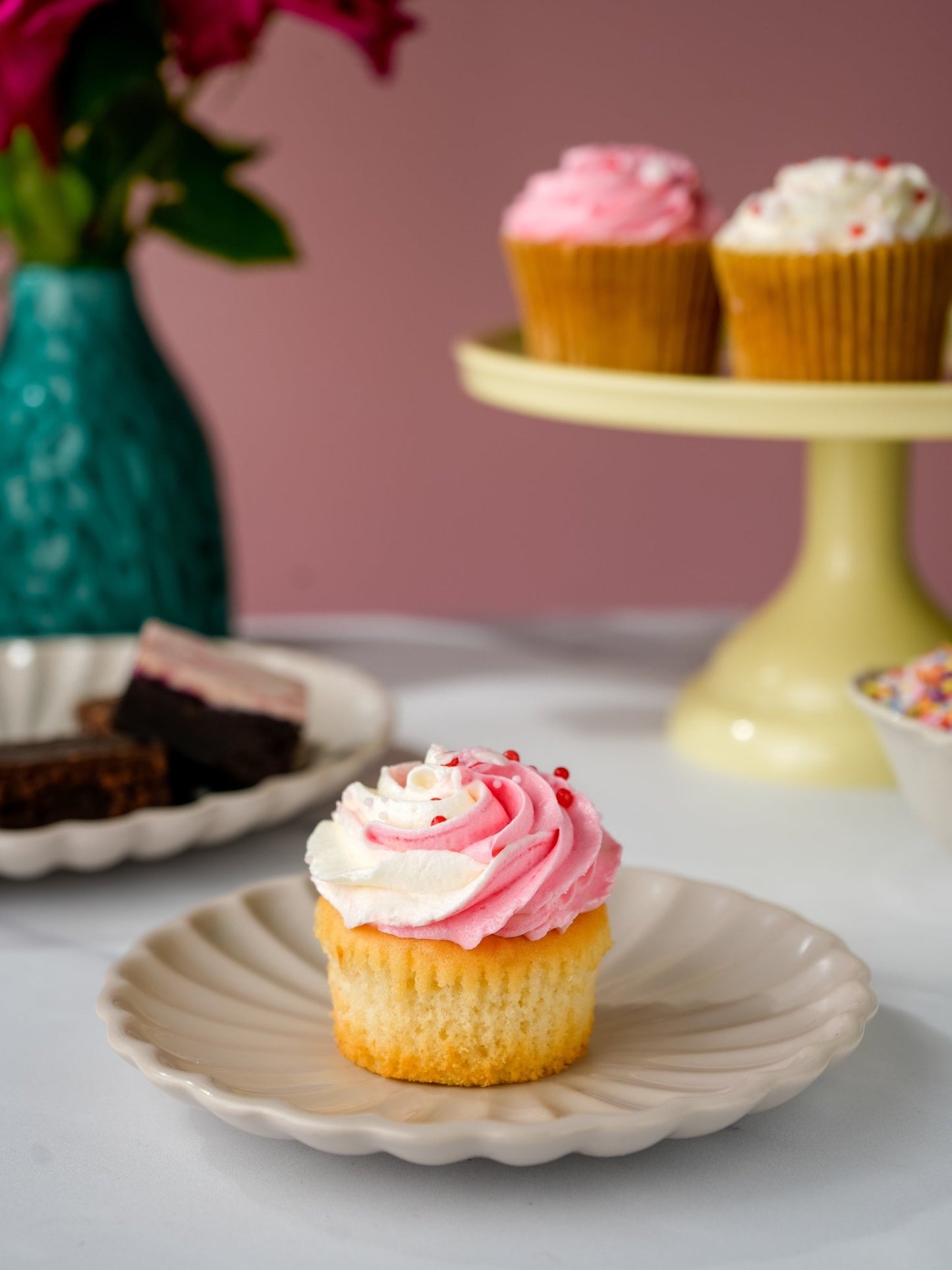 Patisserie Valerie's handmade Pretty In Pink Cupcake Collection cake delivery