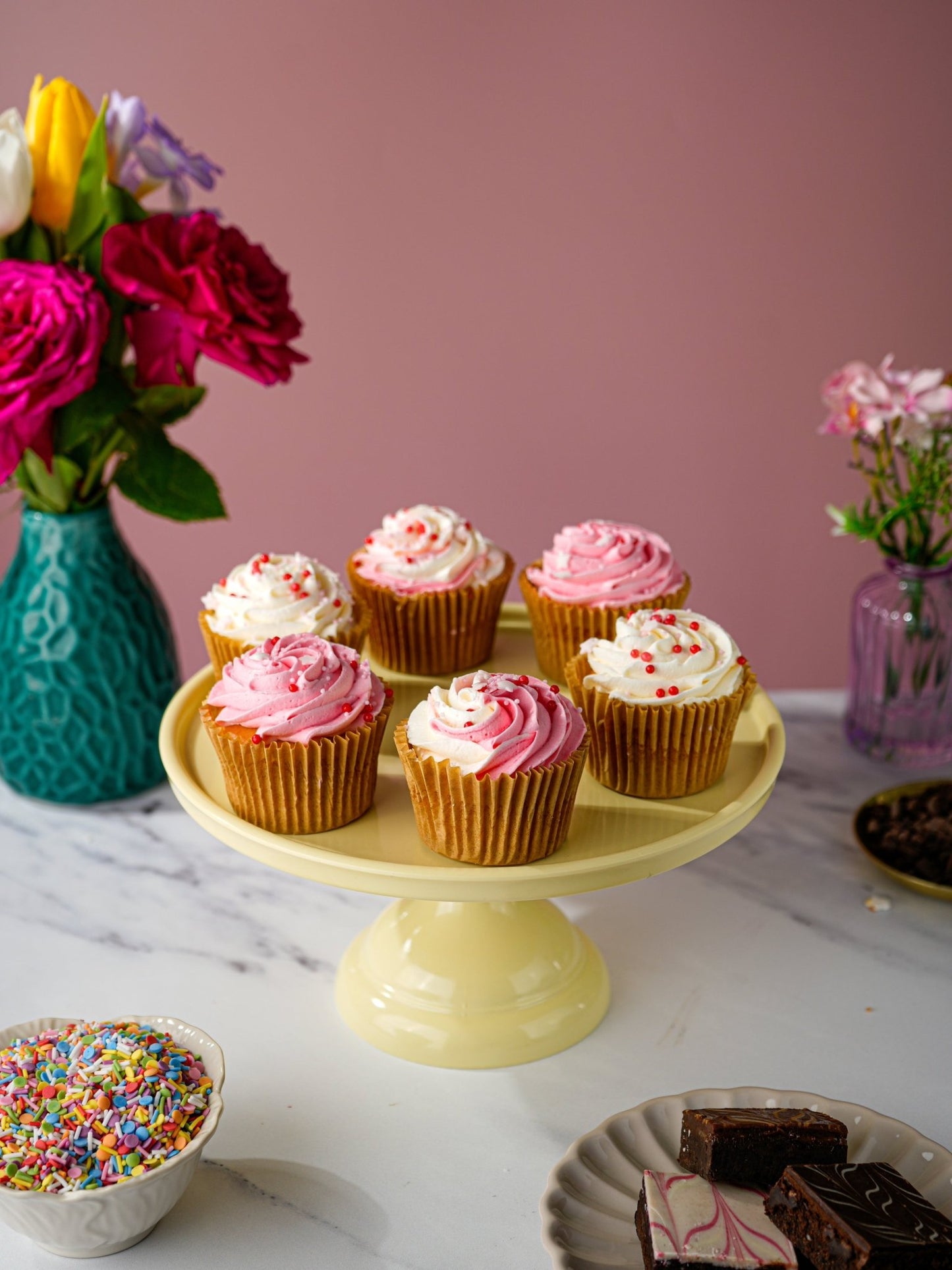 Patisserie Valerie's handmade Pretty In Pink Cupcake Collection cake delivery