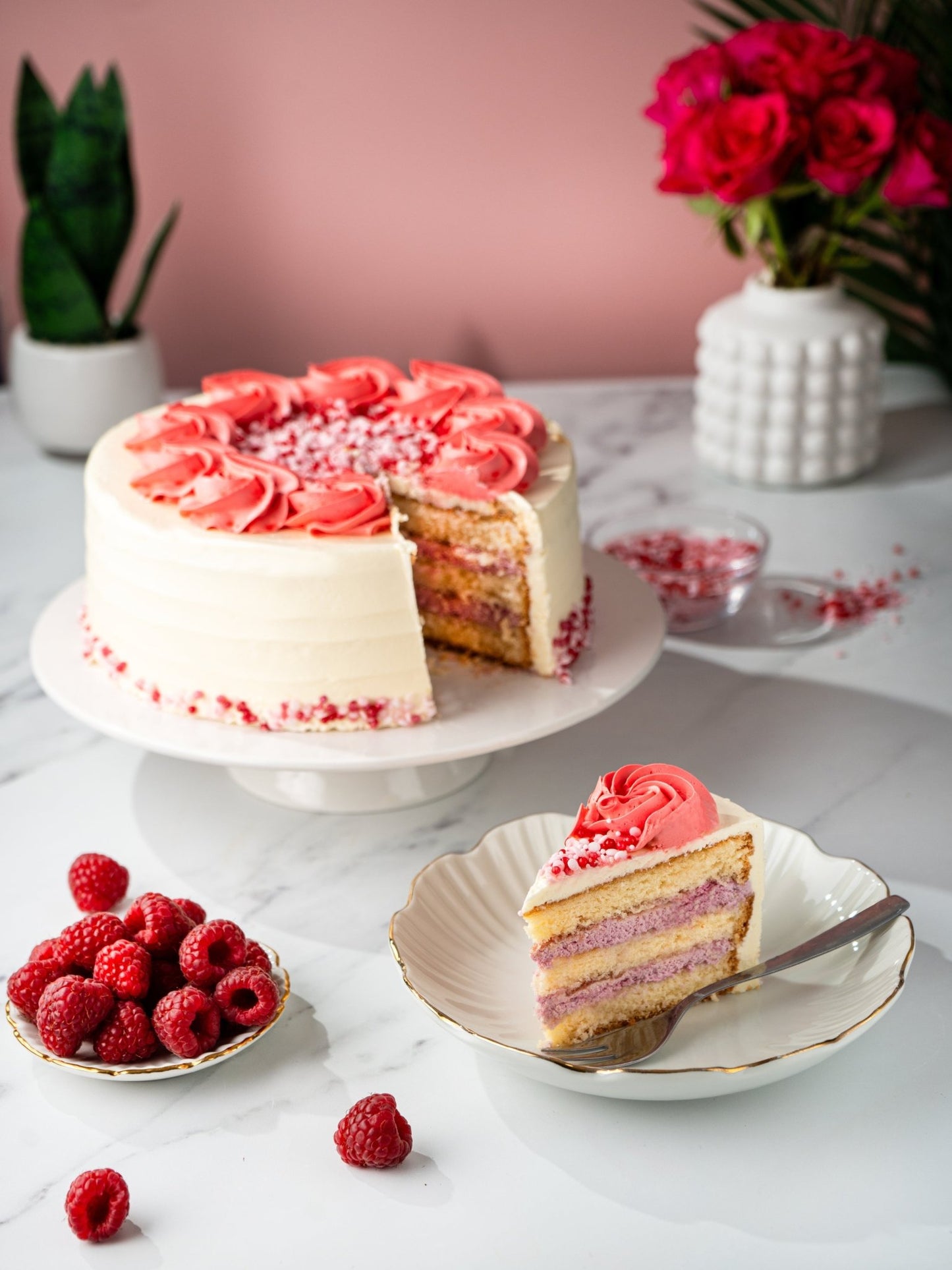 Patisserie Valerie's handmade Ultimate Raspberry Ripple Cake cake delivery