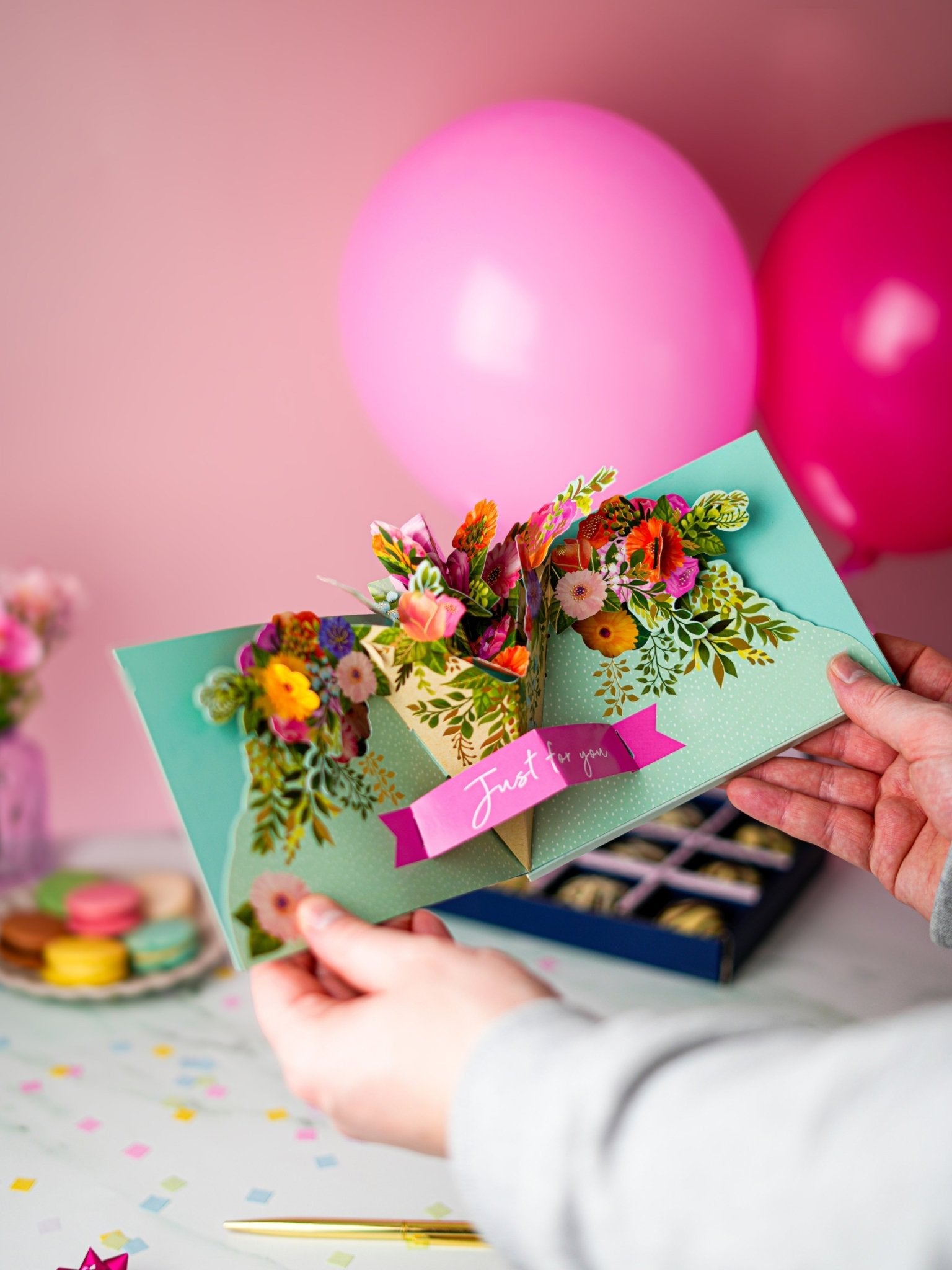 Patisserie Valerie's handmade 3D Pop-Up Chocolate Birthday Flowers Card cake delivery 