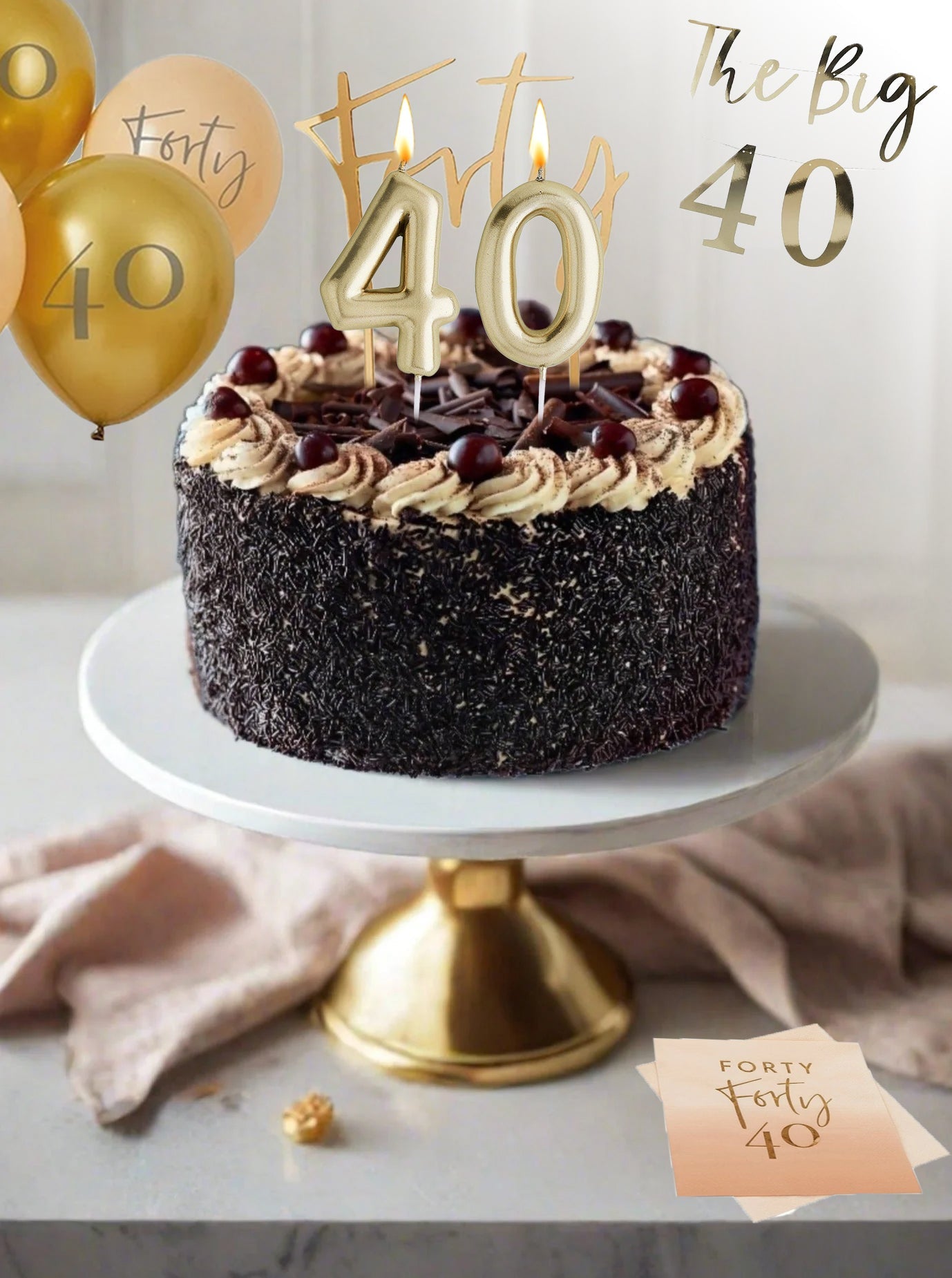 Patisserie Valerie's handmade 40th Birthday Cake Bundle - Black Forest Gateau cake delivery 