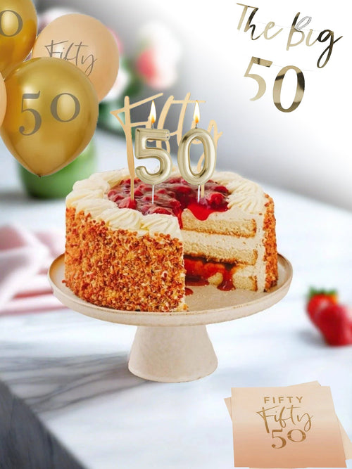 50th Birthday Cake Bundle - Classic Strawberry Gateaux