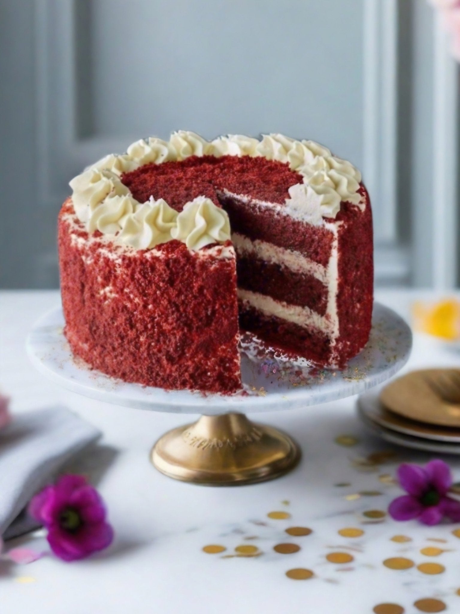 Patisserie Valerie's handmade 50th Birthday Cake Bundle - Red Velvet Cake cake delivery 