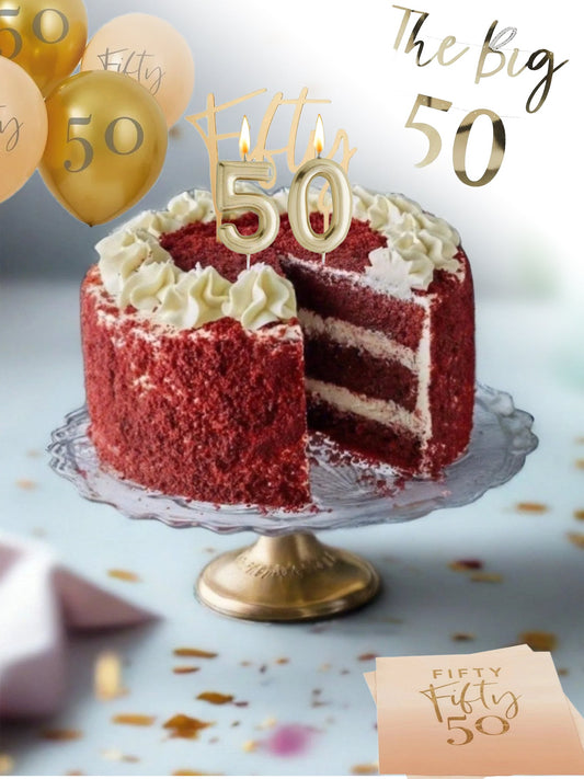 50th Birthday Cake Bundle - Red Velvet Cake