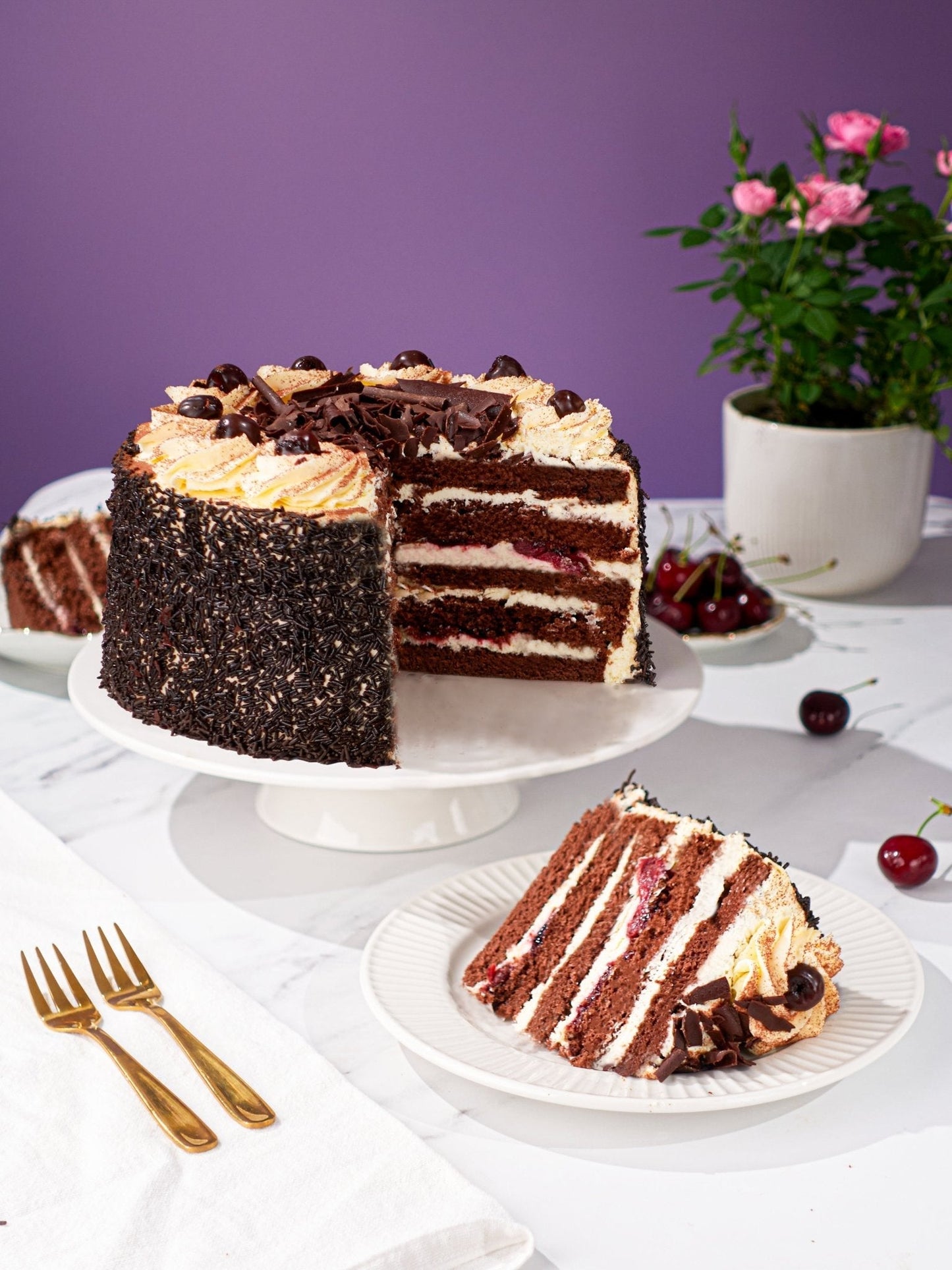 Patisserie Valerie's handmade 70th Birthday Cake Bundle - Black Forest Gateau cake delivery 
