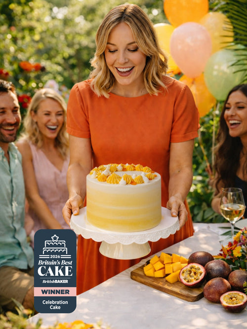 Britain's Best Cake 2026 - Mango and passionfruit cake.