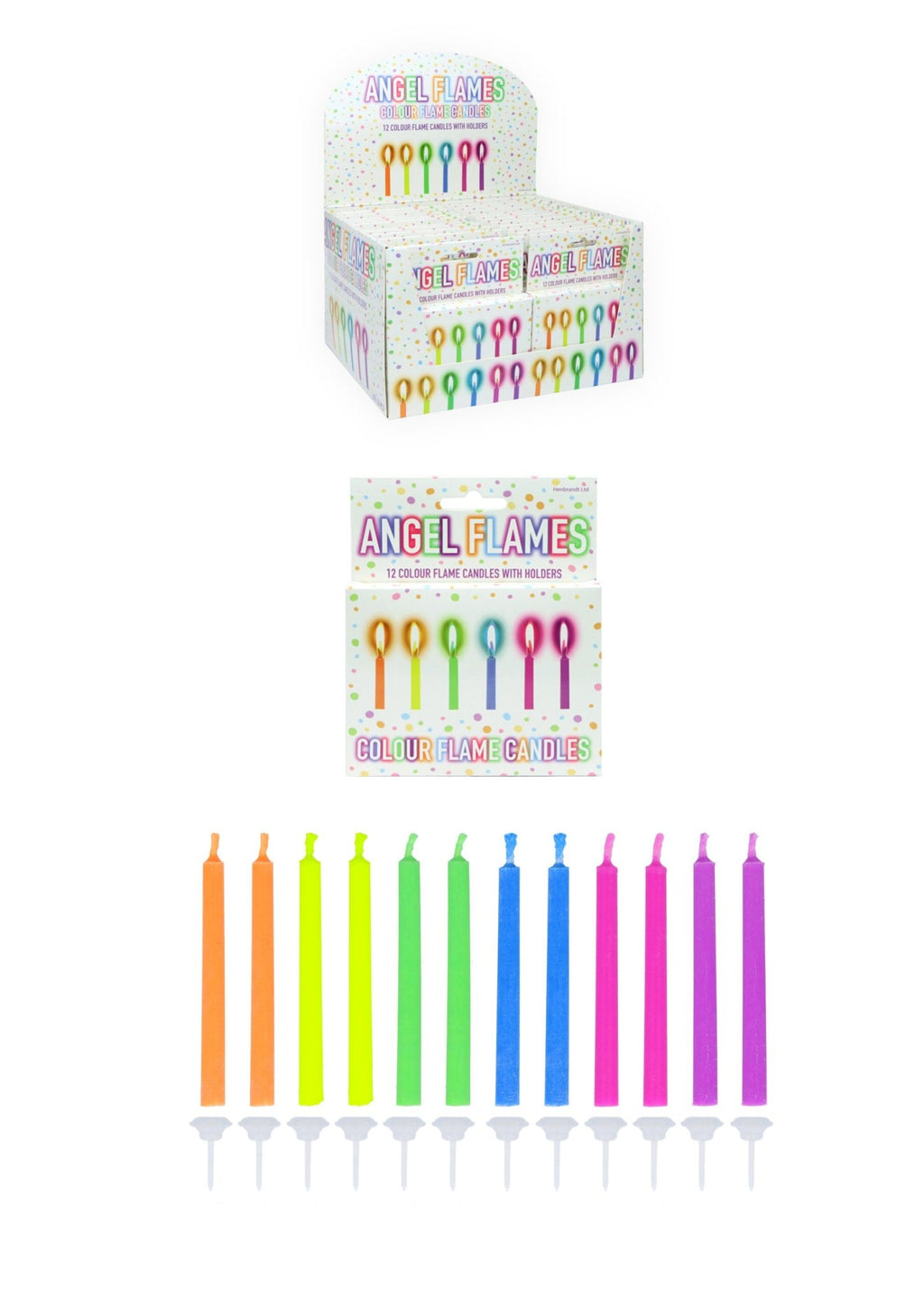 Patisserie Valerie's handmade Angel Flames Coloured Party Candles - 12 Pack cake delivery 