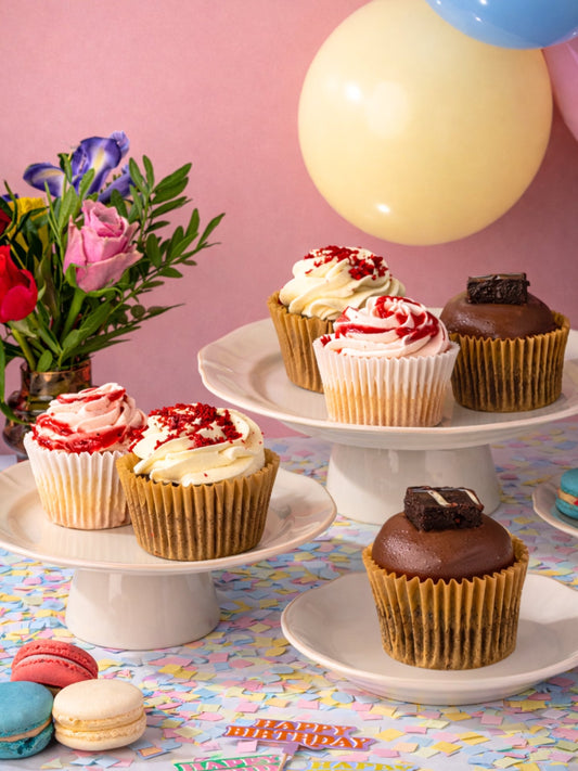 Birthday Cupcake Gift Box – 6 Assorted Luxury Cupcakes with Filled Centres