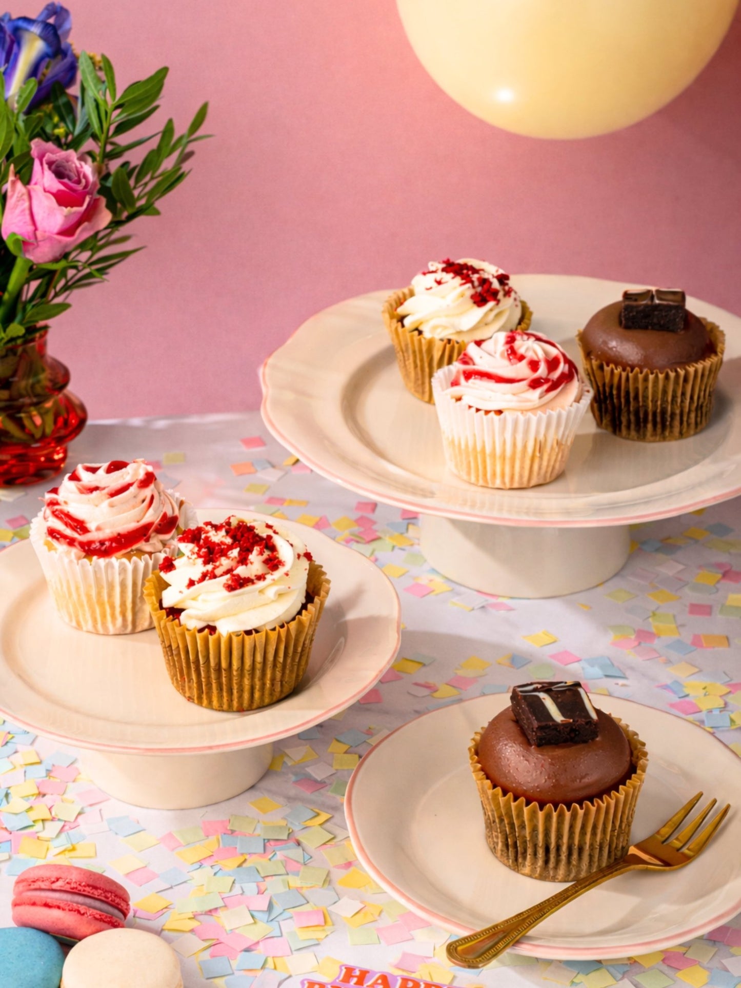 Birthday Cupcake Gift Box – 6 Assorted Luxury Cupcakes with Filled Centres - Patisserie Valerie