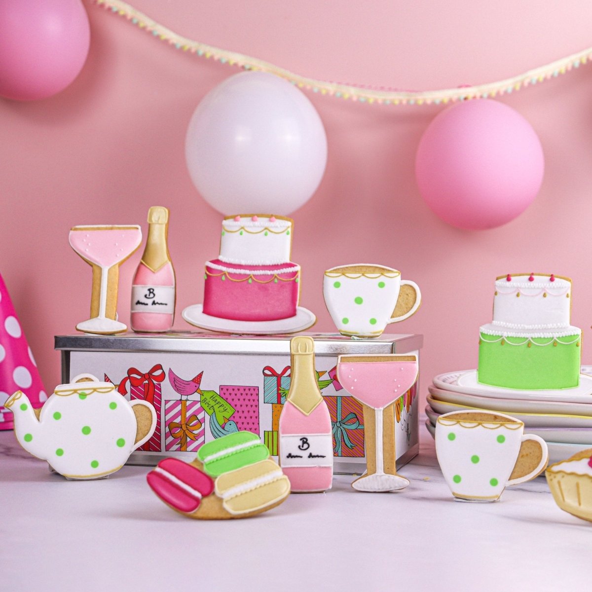 Biscuiteers Afternoon Tea Birthday Luxe Tin - Patisserie Valerie