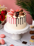 Chocolate & Blush Pink Half & Half Drip Cake - Patisserie Valerie
