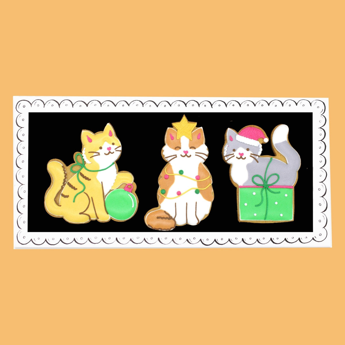 Biscuiteers Christmas Cats Letterbox Biscuits