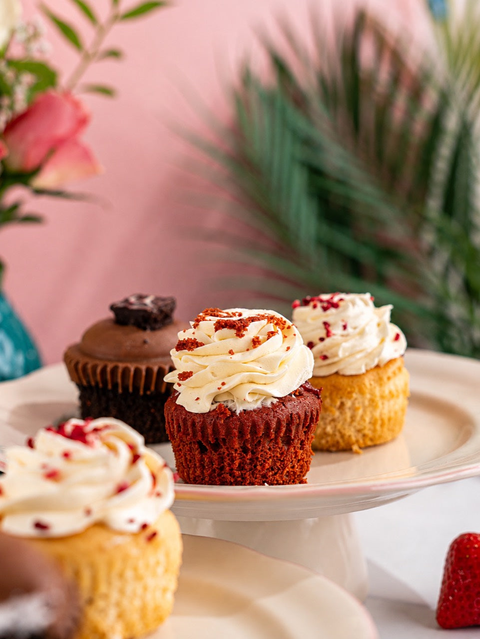 Classic Red Velvet cupcake lifestyle selection