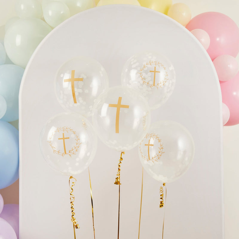 Cross Confetti 12" Latex Balloon - Pack of 5 - Patisserie Valerie