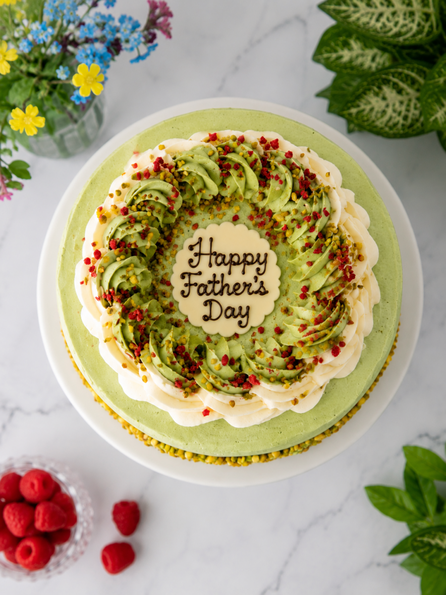 Father's Day Pistachio & Raspberry Cake - Patisserie Valerie