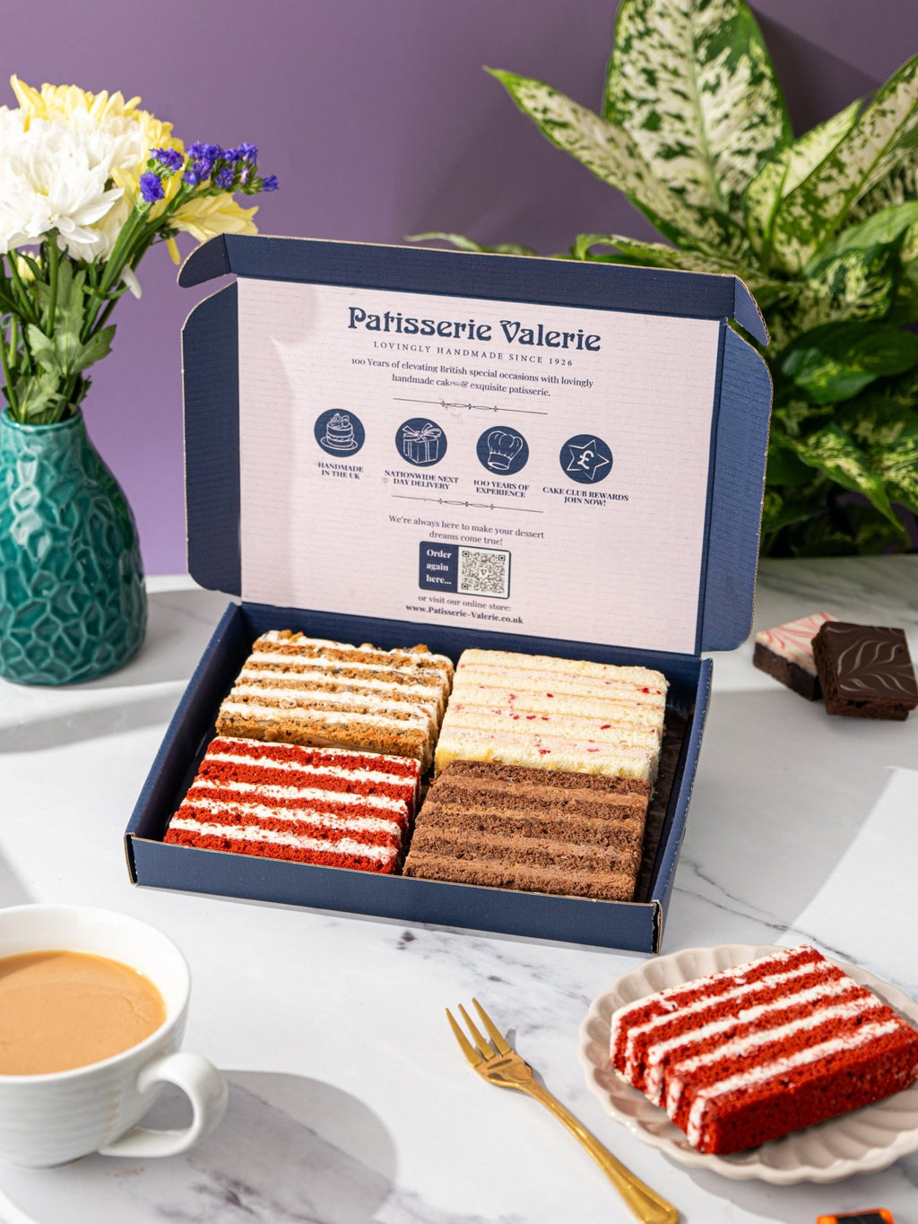 Patisserie Valerie's handmade Favourites Quartet – Sponge Cake Gift Box cake delivery 