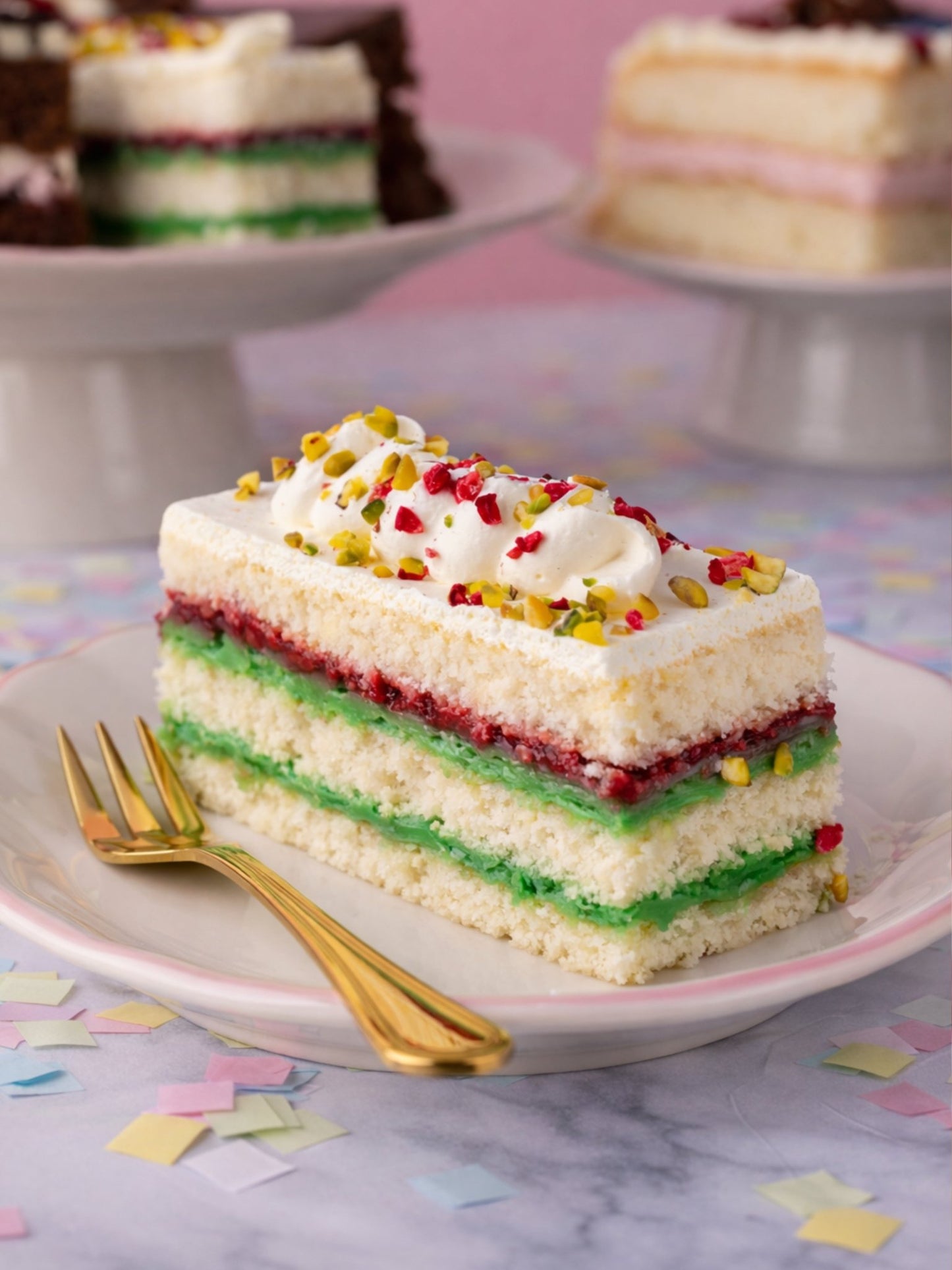 Happy Birthday Cake Slice Box – 10 Assorted Luxury Cake Slices with Gift Box Sleeve - Patisserie Valerie