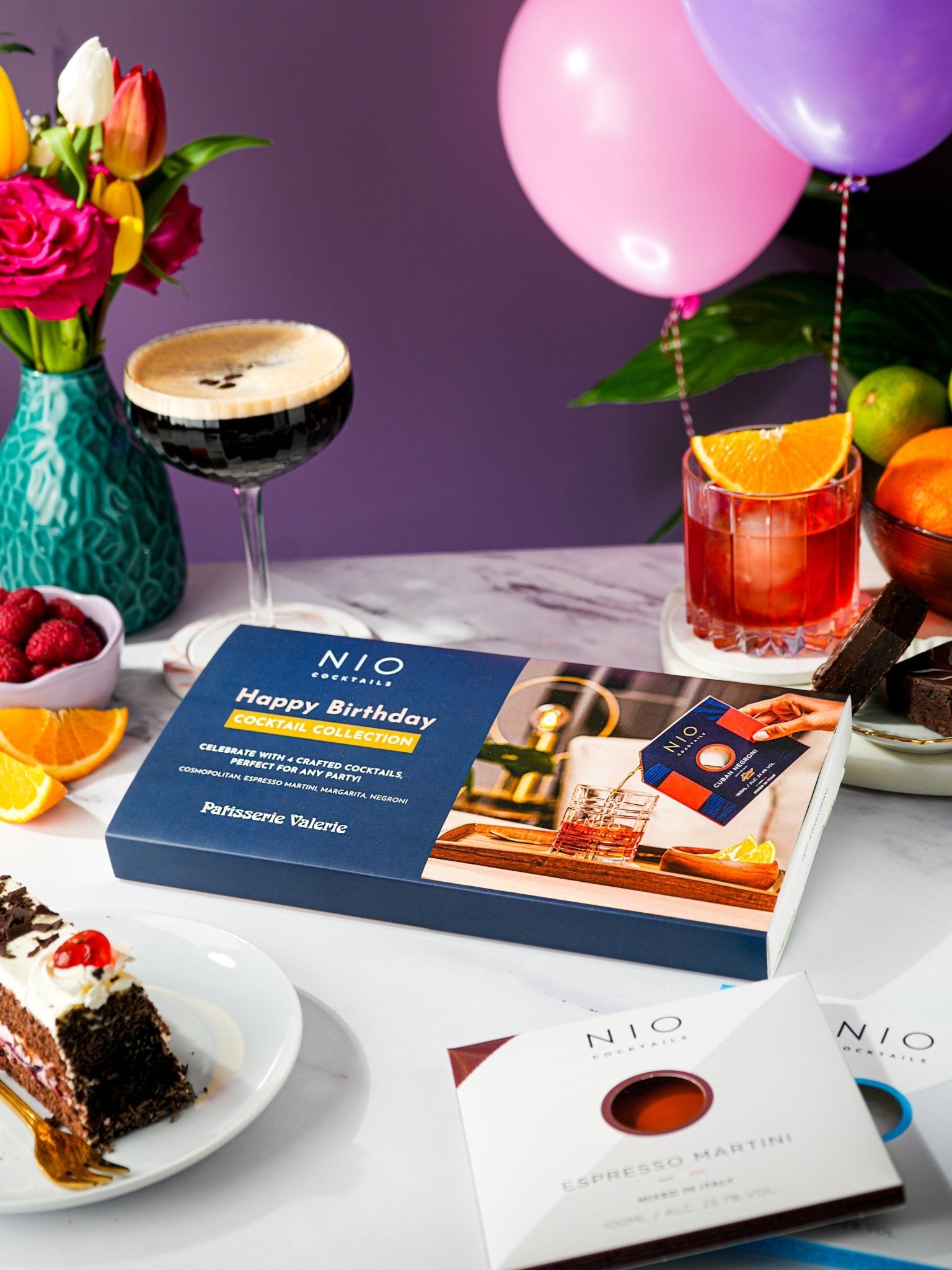 Patisserie Valerie's handmade Happy Birthday Cocktail Gift Box cake delivery 