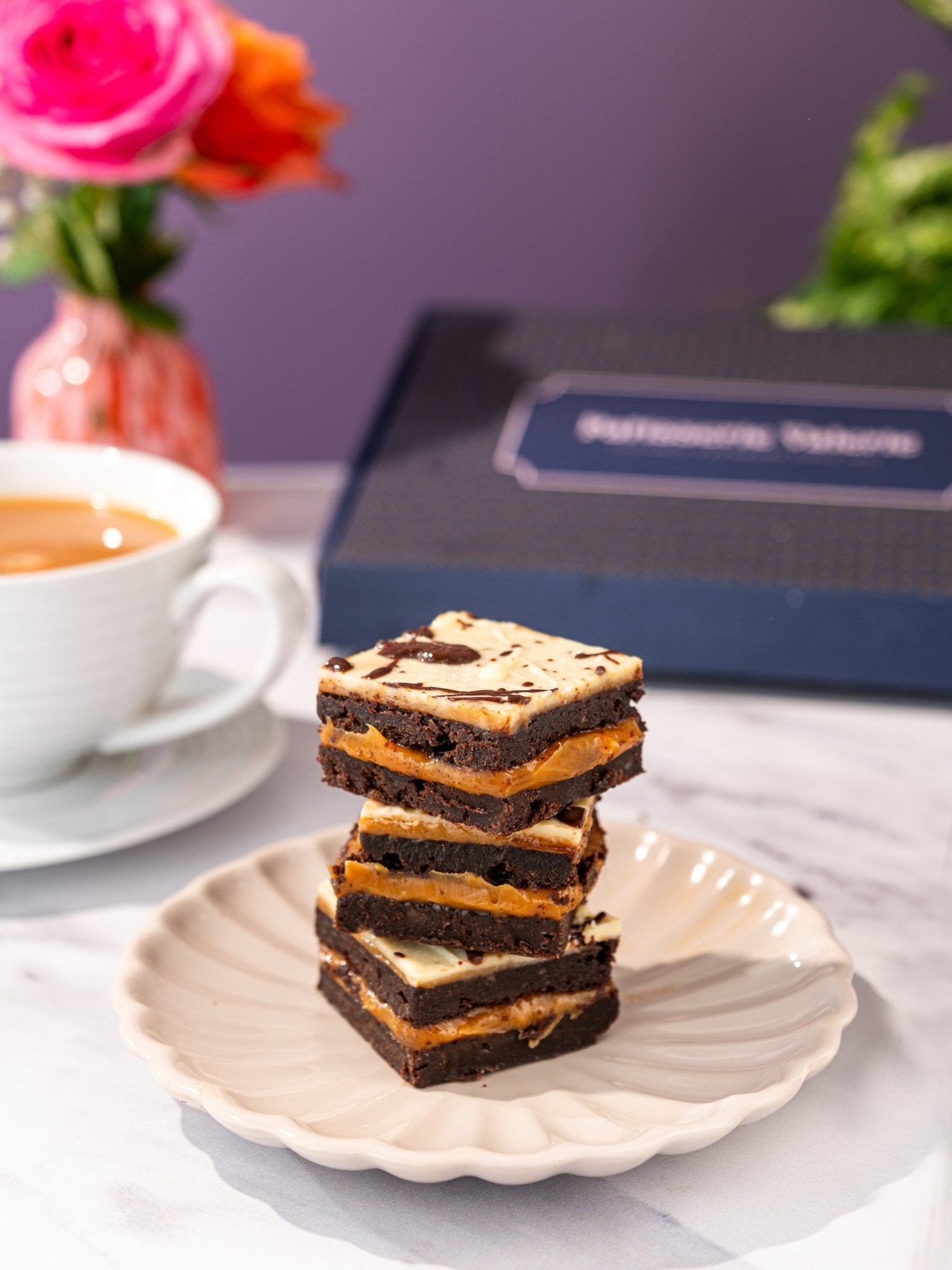 Patisserie Valerie's handmade Happy Birthday Luxury Brownies Gift Box cake delivery 