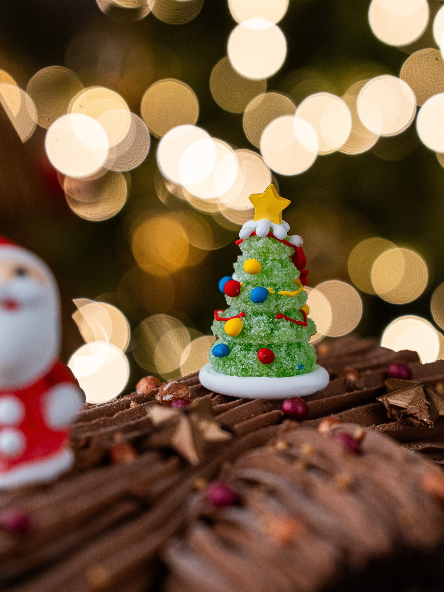 Luxury Chocolate Yule Log – Handmade Christmas Roulade with Festive Toppings - Patisserie Valerie