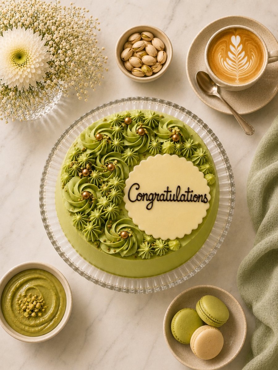 Personalised Pistachio & Raspberry Celebration Cake - Patisserie Valerie