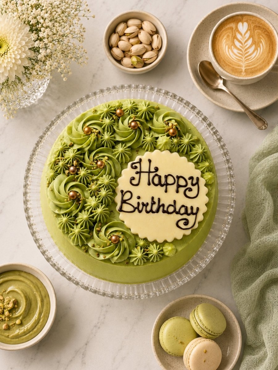 Personalised Pistachio & Raspberry Celebration Cake - Patisserie Valerie