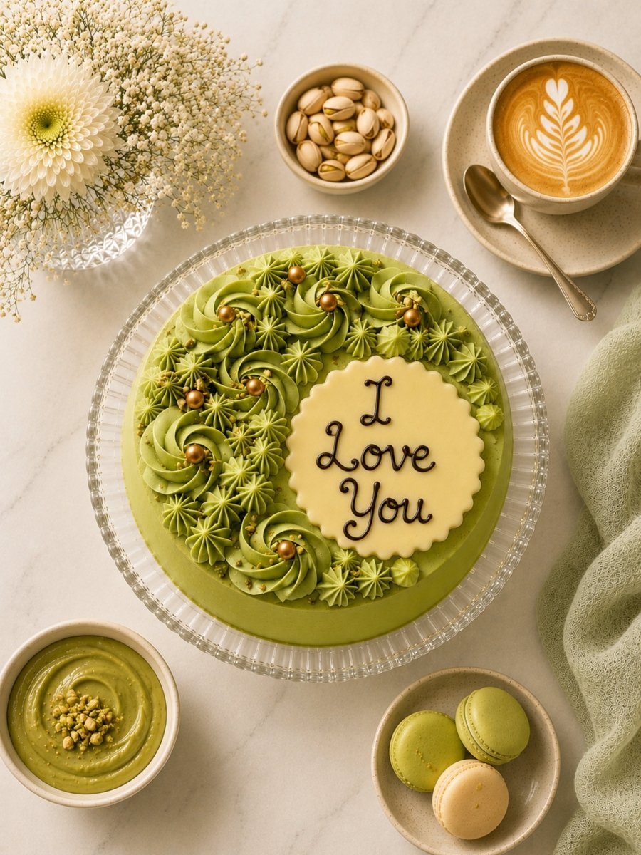 Personalised Pistachio & Raspberry Celebration Cake - Patisserie Valerie