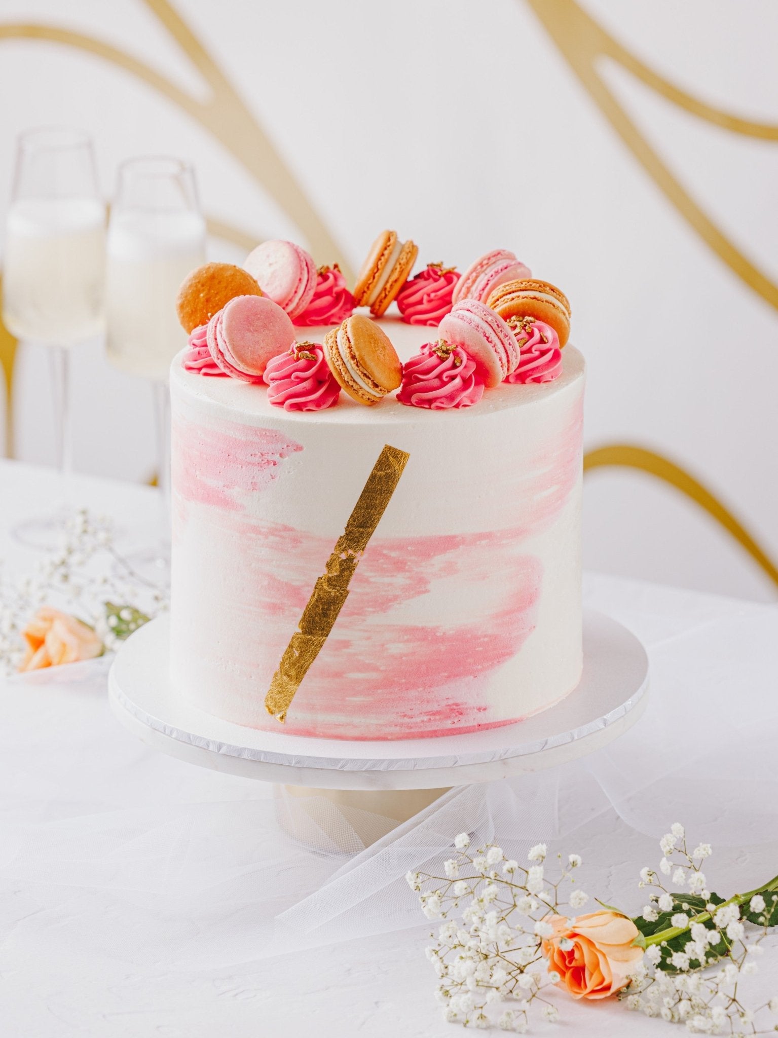 Patisserie Valerie's handmade Pink & Gold Leaf Marble Cake cake delivery 