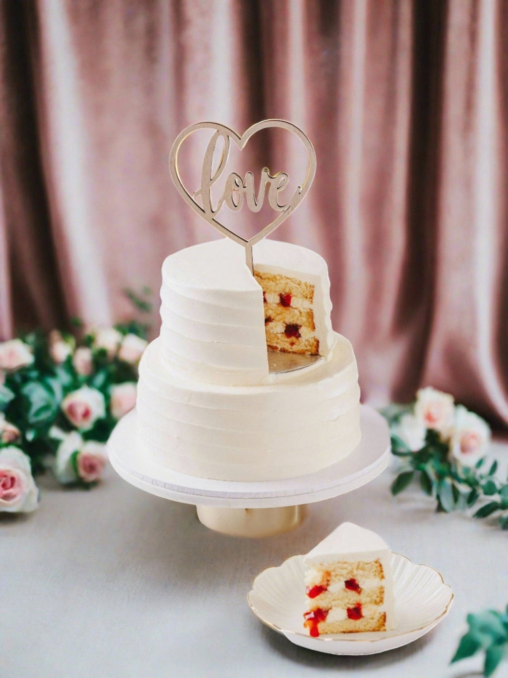 Vanilla Two-Tier Wedding Cake with Strawberry & Cream