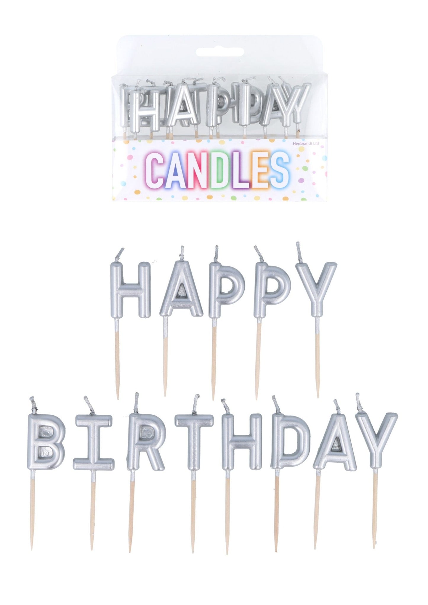 Silver ‘Happy Birthday’ Candles - Pack of 13 - Patisserie Valerie