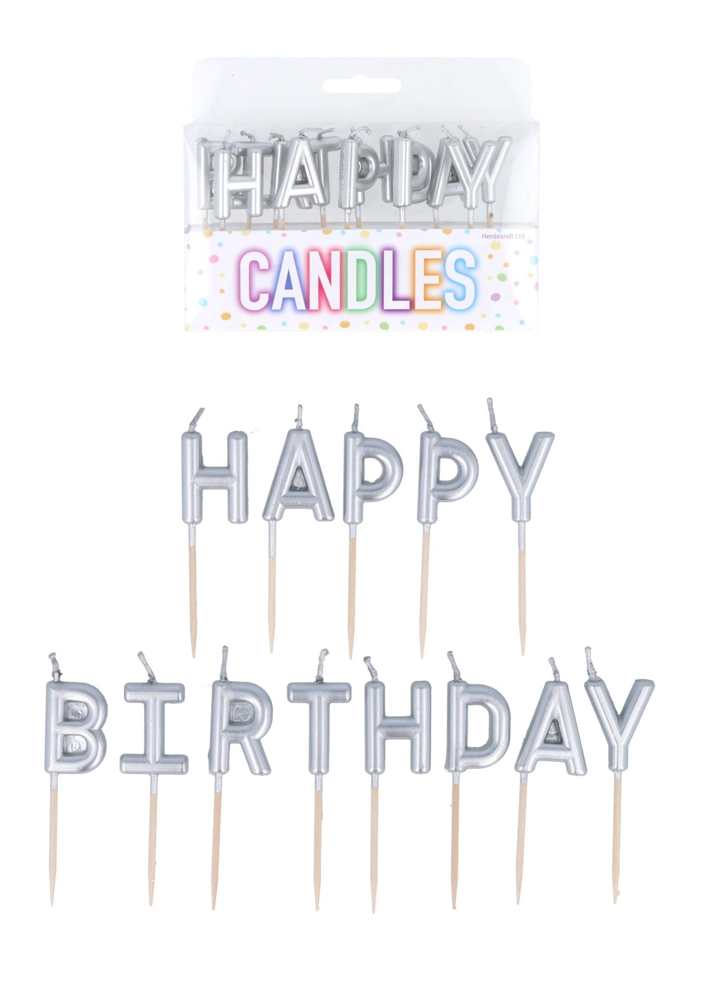 Patisserie Valerie's handmade Silver ‘Happy Birthday’ Candles - Pack of 13 cake delivery 