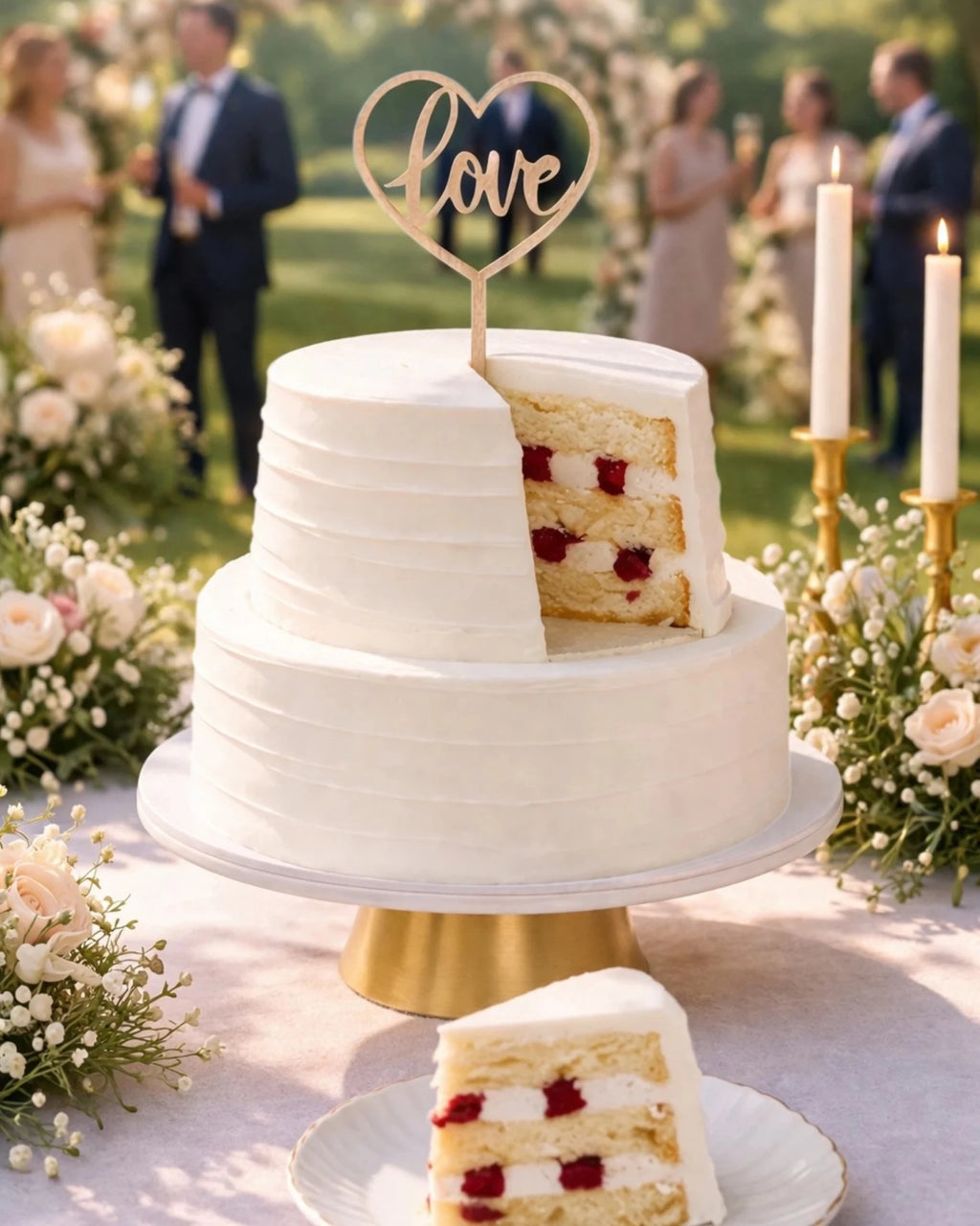 Vanilla Two-Tier Wedding Cake with Strawberry & Cream