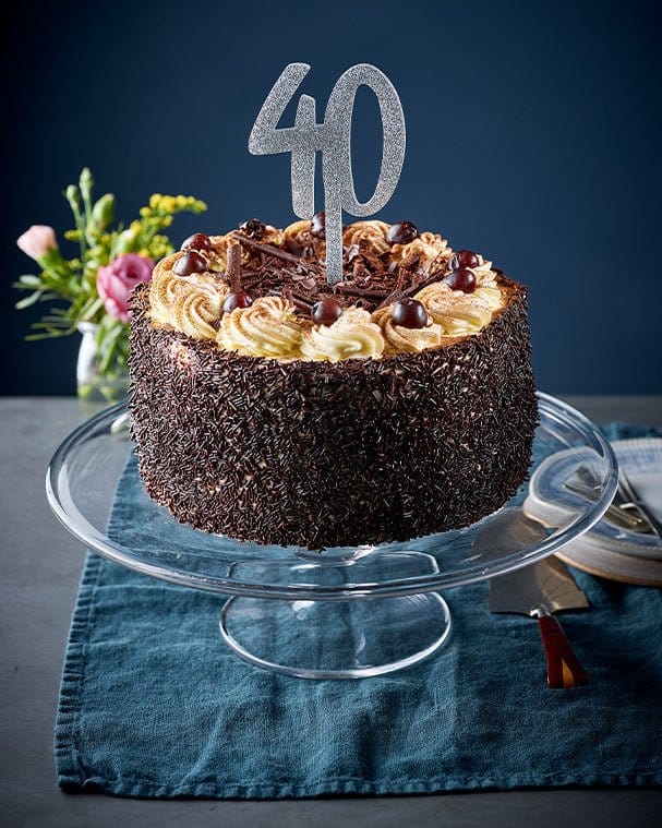 Patisserie Valerie's handmade 40th Birthday Toppers cake delivery 